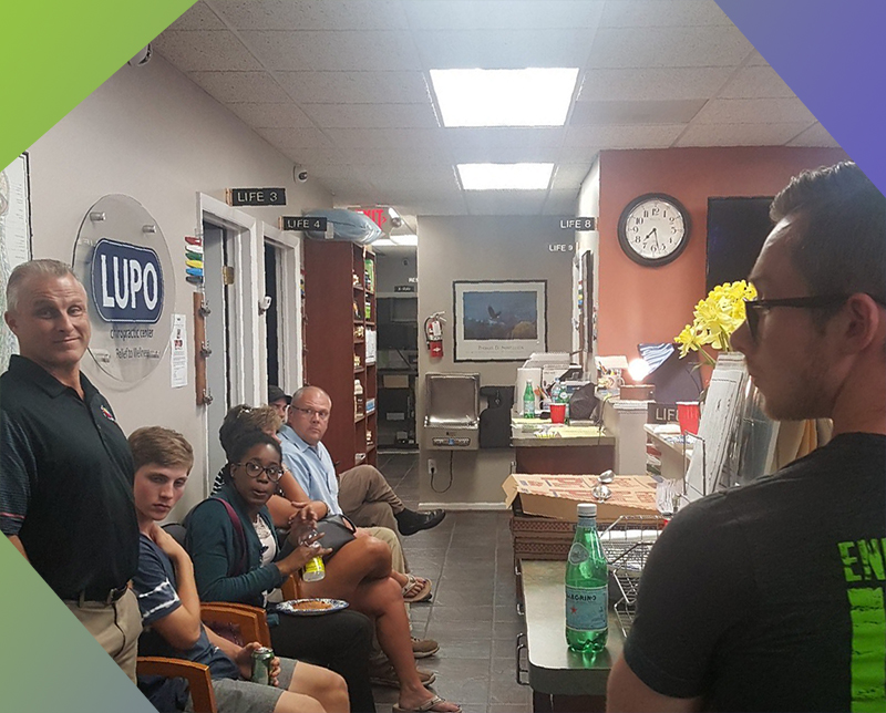 LIFE Board of Trustee and LIFEforce Tribe Member, Dr. Joe Lupo, speaking to prospective chiropractic students about the importance of good health and CHIROPRACTIC in Roseville, MI.